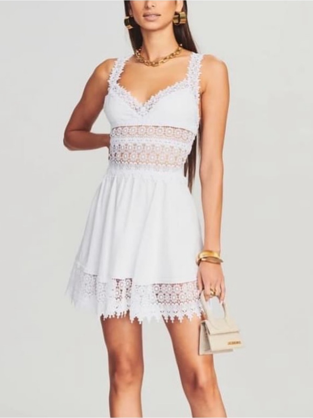 Charo Ruiz White Lace Mini Dress